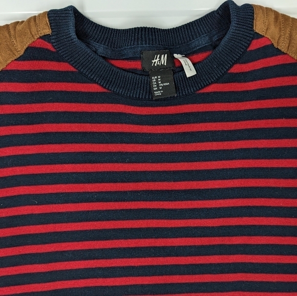 H&M women's navy and red striped crewneck sailor sweater size M - Picture 3 of 10